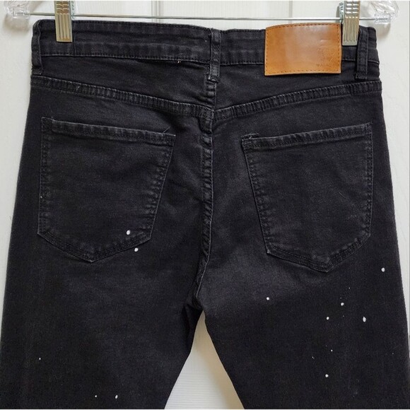 Waimea Jeans Womens 32 Black Stretch Denim Distressed Paint Splatter Skinny Fit - Picture 7 of 14